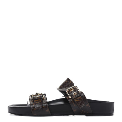 Louis Vuitton Monogram Bom Dia Mule Sandals 39.5 Black 1 of 9