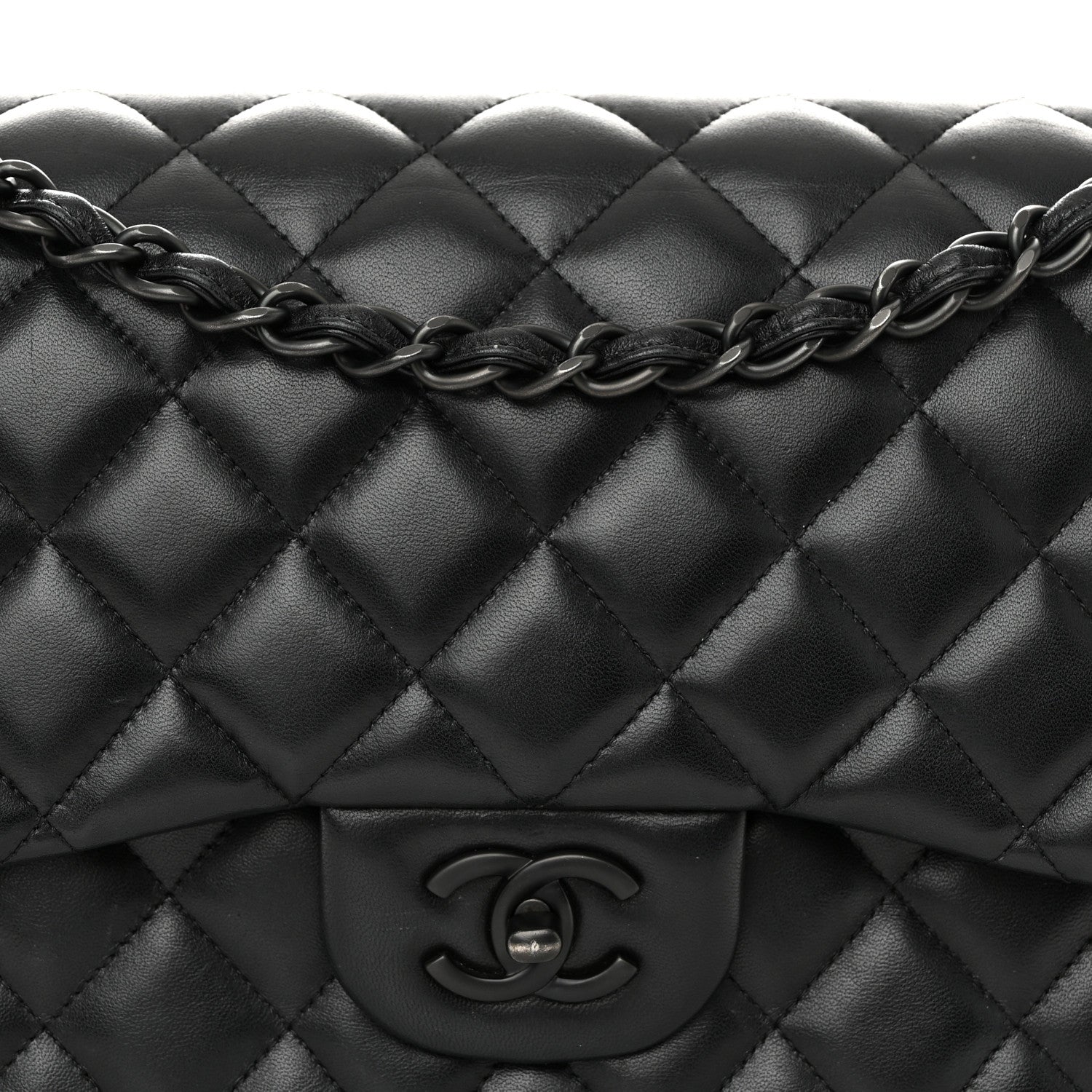 Chanel Lambskin Quilted Jumbo Double Flap So Black 8 of 11