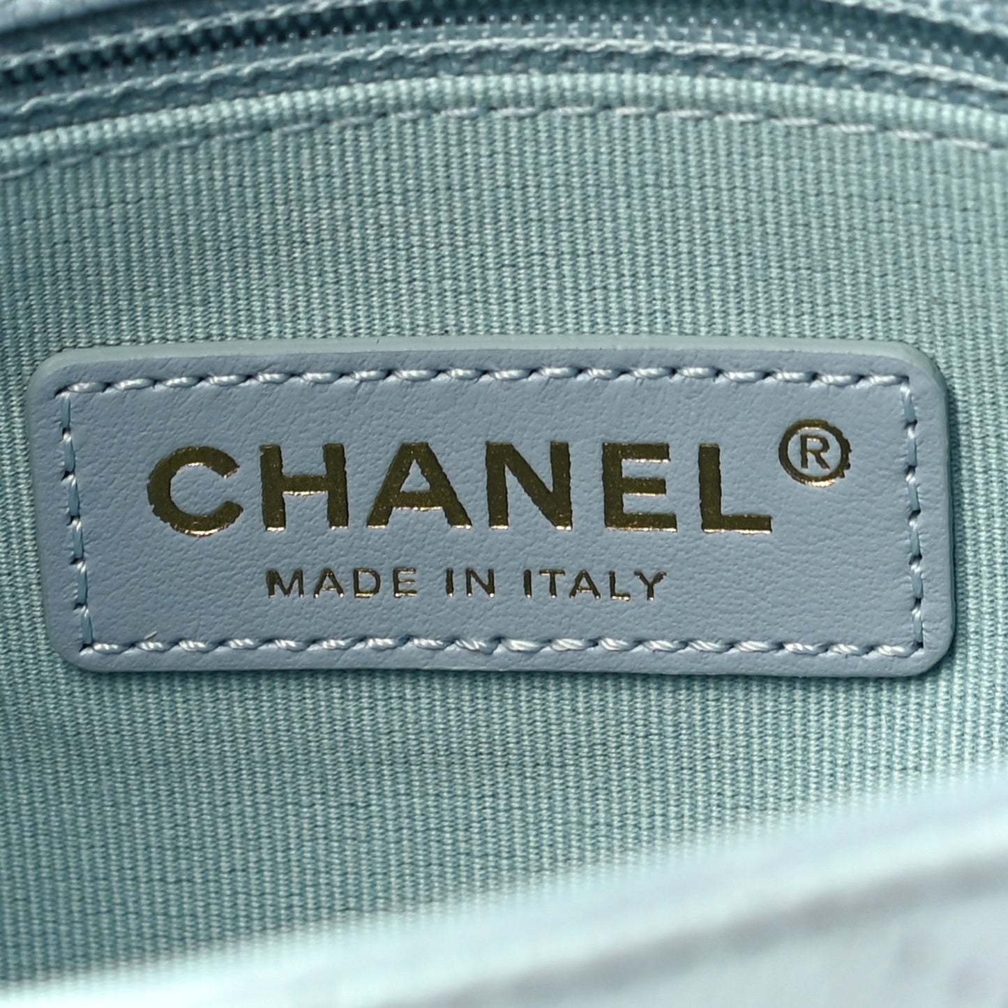 Iridescent Caviar Quilted Mini My Perfect Flap Light Blue