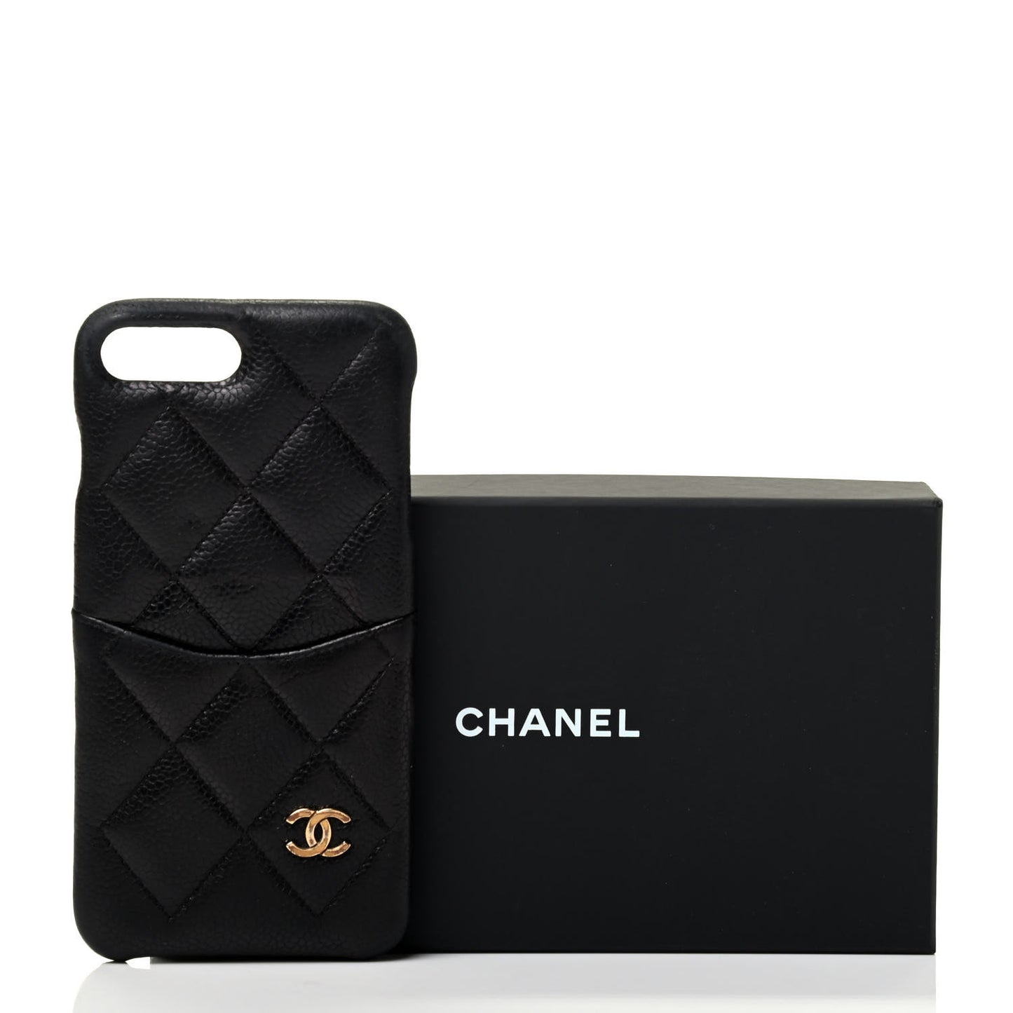 Grained Lambskin Quilted iPhone 8 Plus Coco Tech Case Black