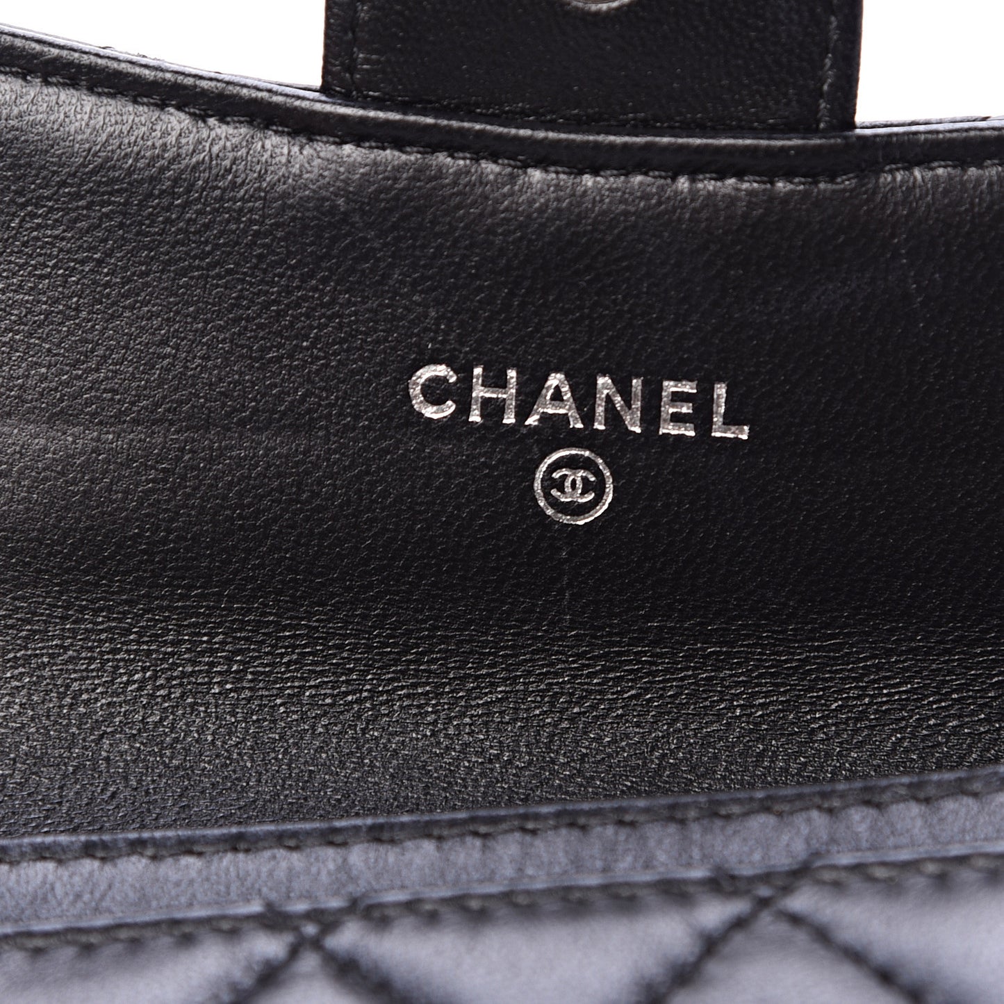 Lambskin Quilted Flap Card Holder Black