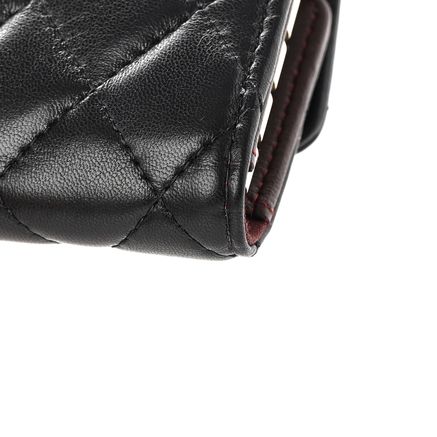 Lambskin Quilted 4 Key Holder Black