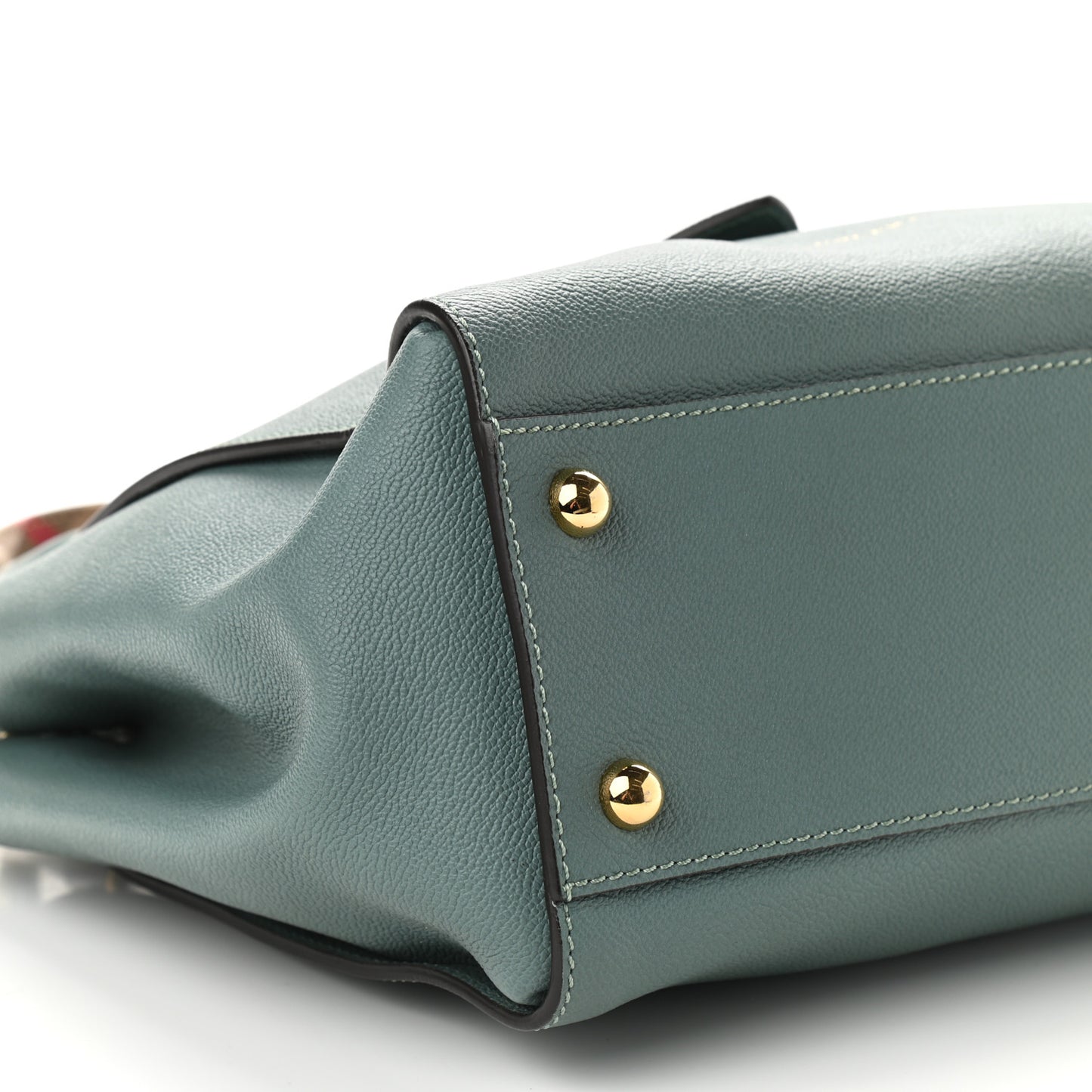 Soft Grain Calfskin Medium Buckle Tote Celadon Blue