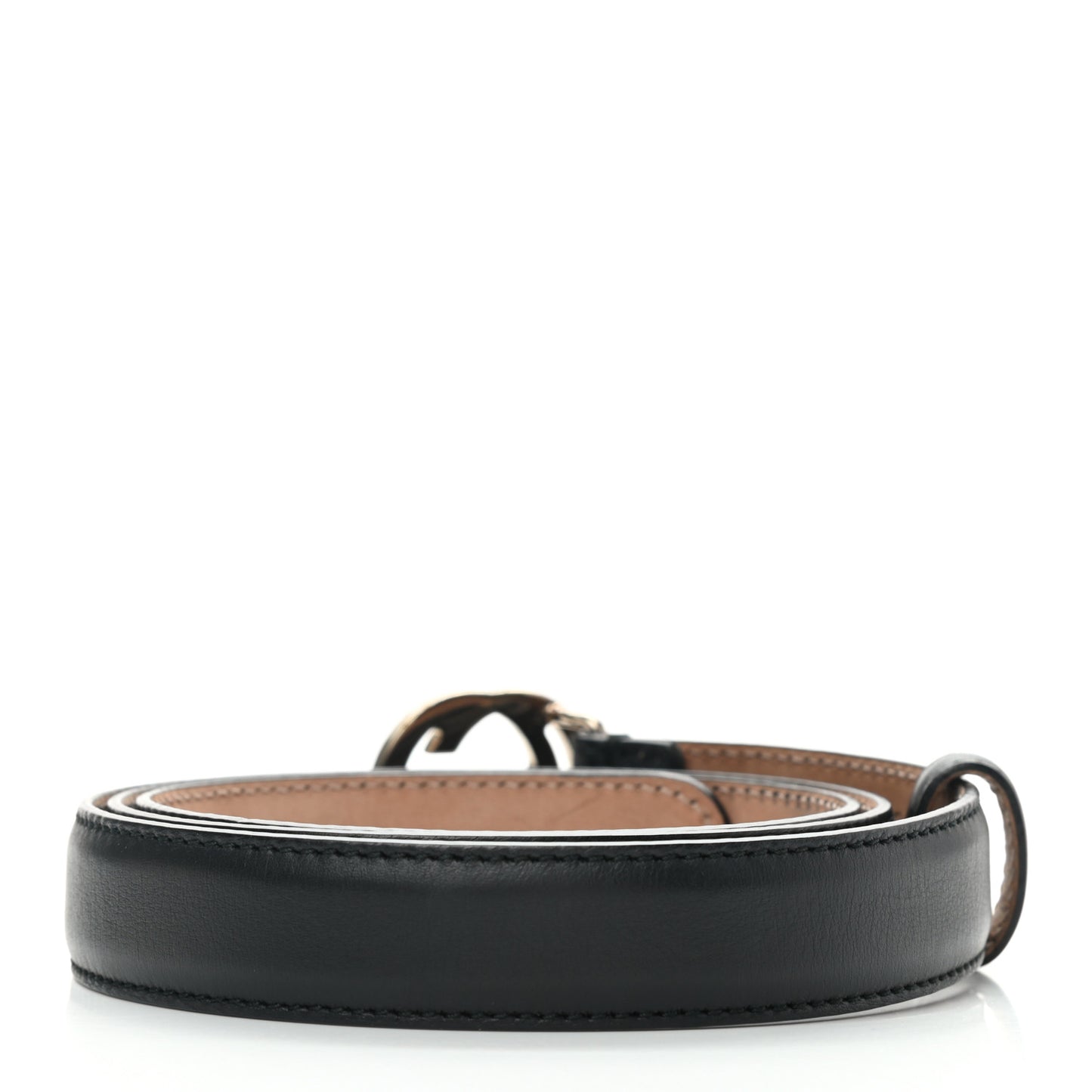 Moon Calfskin Interlocking G 25mm Belt 85 34 Black