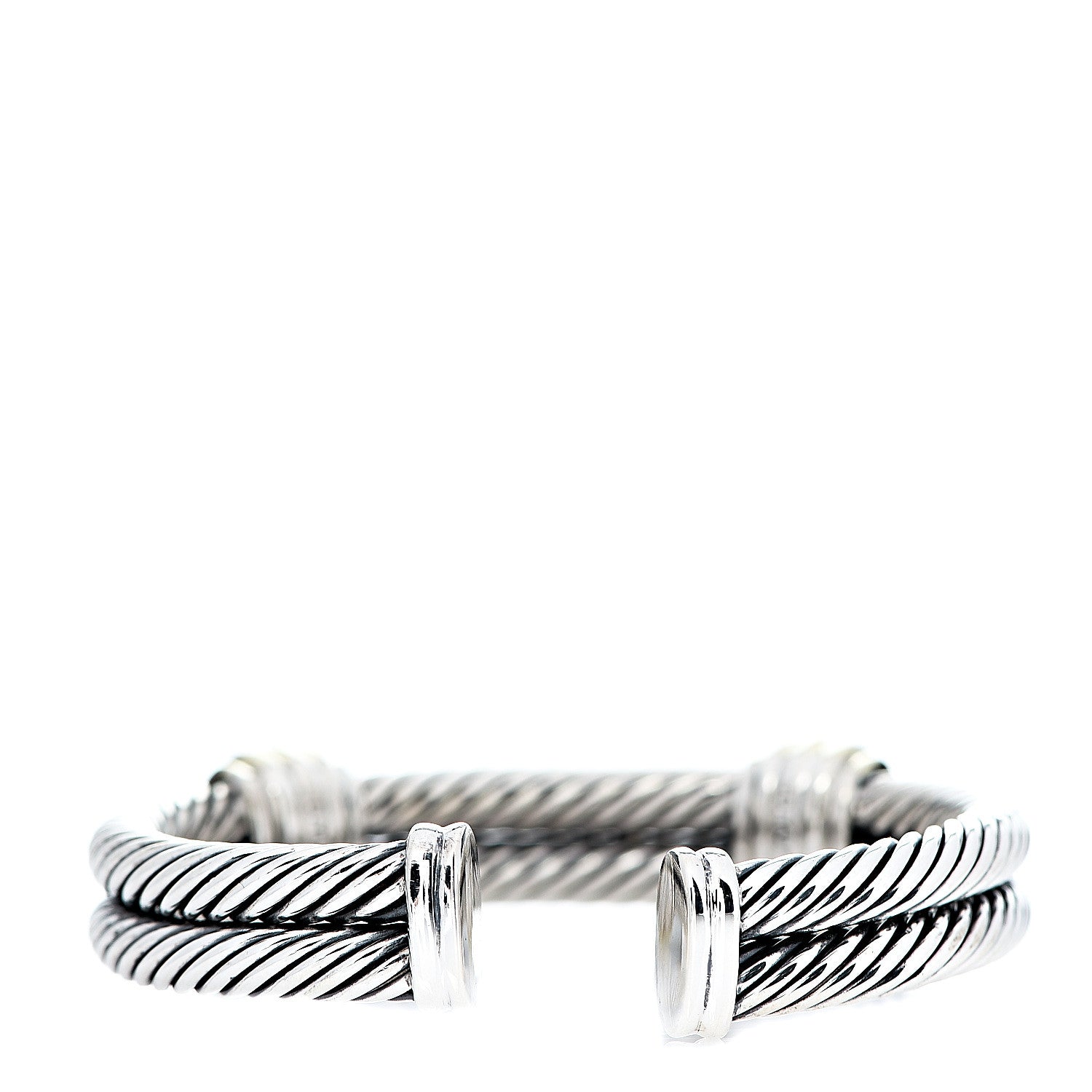 David Yurman Sterling Silver 14K Yellow Gold Rhodolite Garnet Double Station Cable Bracelet 2 of 4
