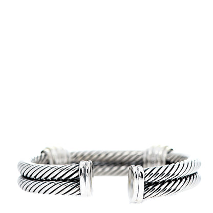 David Yurman Sterling Silver 14K Yellow Gold Rhodolite Garnet Double Station Cable Bracelet 2 of 4