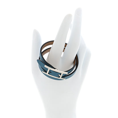 Hermes Swift Behapi Double Tour Bracelet T2 Blue Jean Biscuit 2 of 5