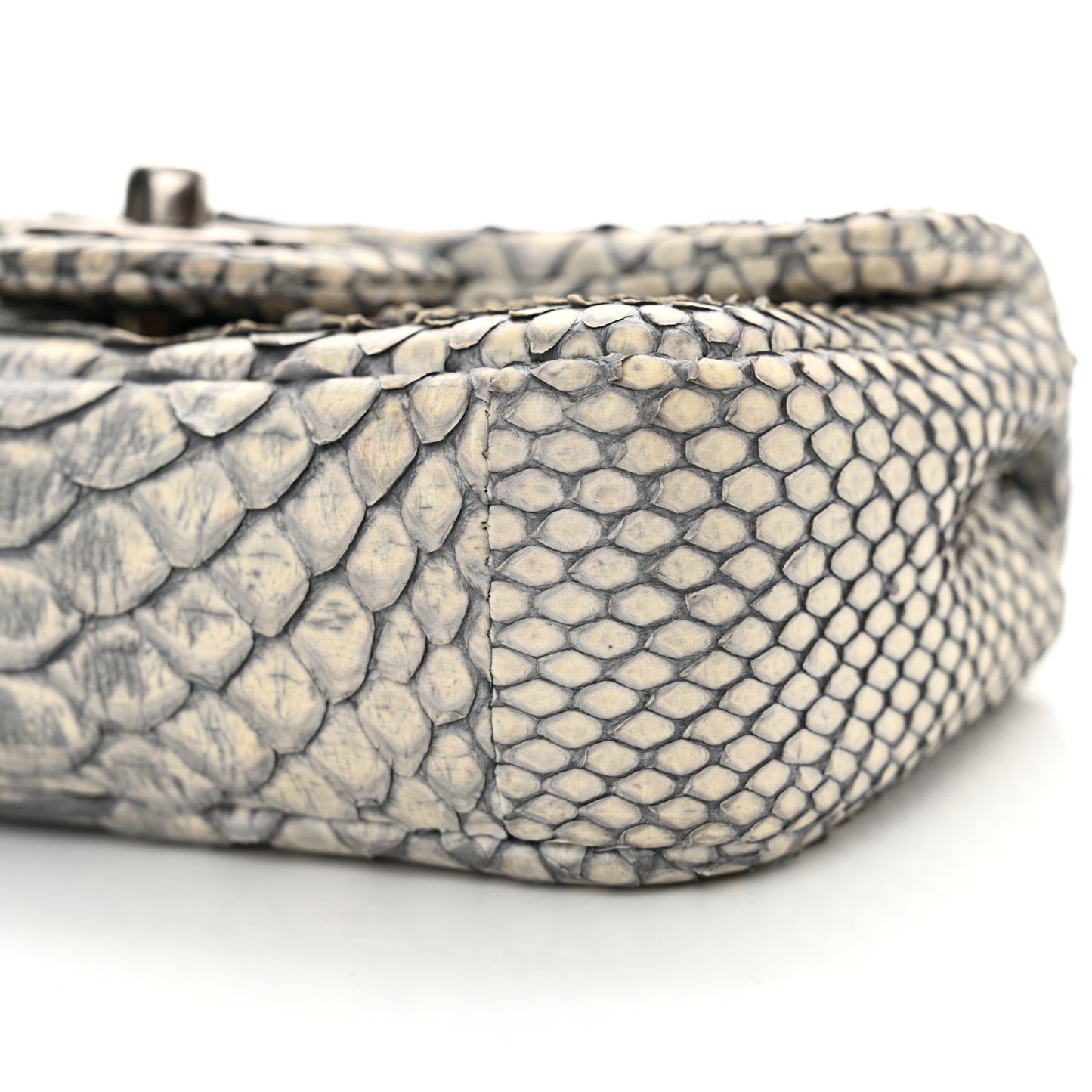 Snakeskin Extra Mini Rectangular Flap Grey