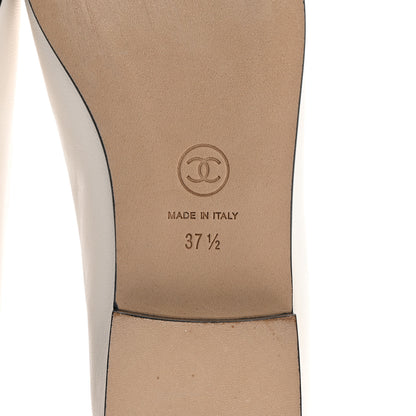 Chanel Lambskin Cap Toe CC Ballerina Flats 37.5 White Black 7 of 9