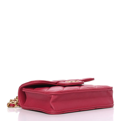 Chanel Lambskin Quilted Top Handle Flap Coin Purse With Chain Dark Pink 4 of 5