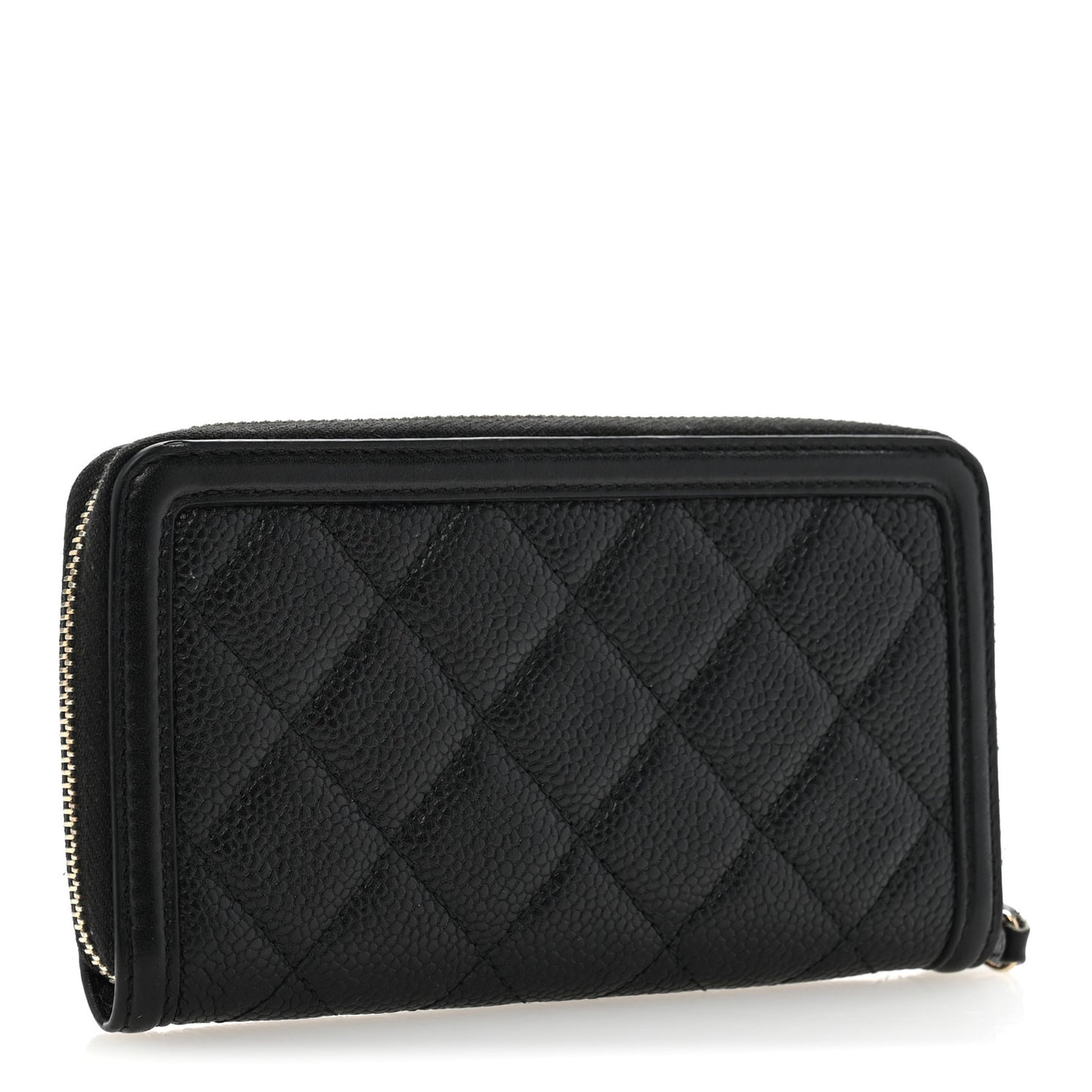 Caviar Quilted Medium Filigree Zip Around Wallet Black