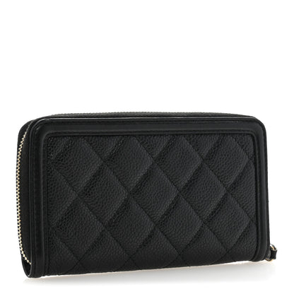 Chanel Caviar Quilted Medium Filigree Zip Around Wallet Black 3 of 11