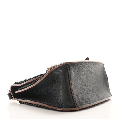 Miu Miu Goatskin Madras Soft Calfskin Crystal Embellished Lady Saddle Black 4 of 9