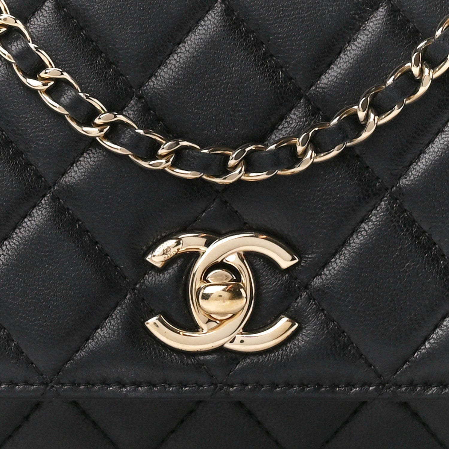 Chanel Lambskin Quilted Trendy CC Wallet On Chain WOC Black 10 of 12