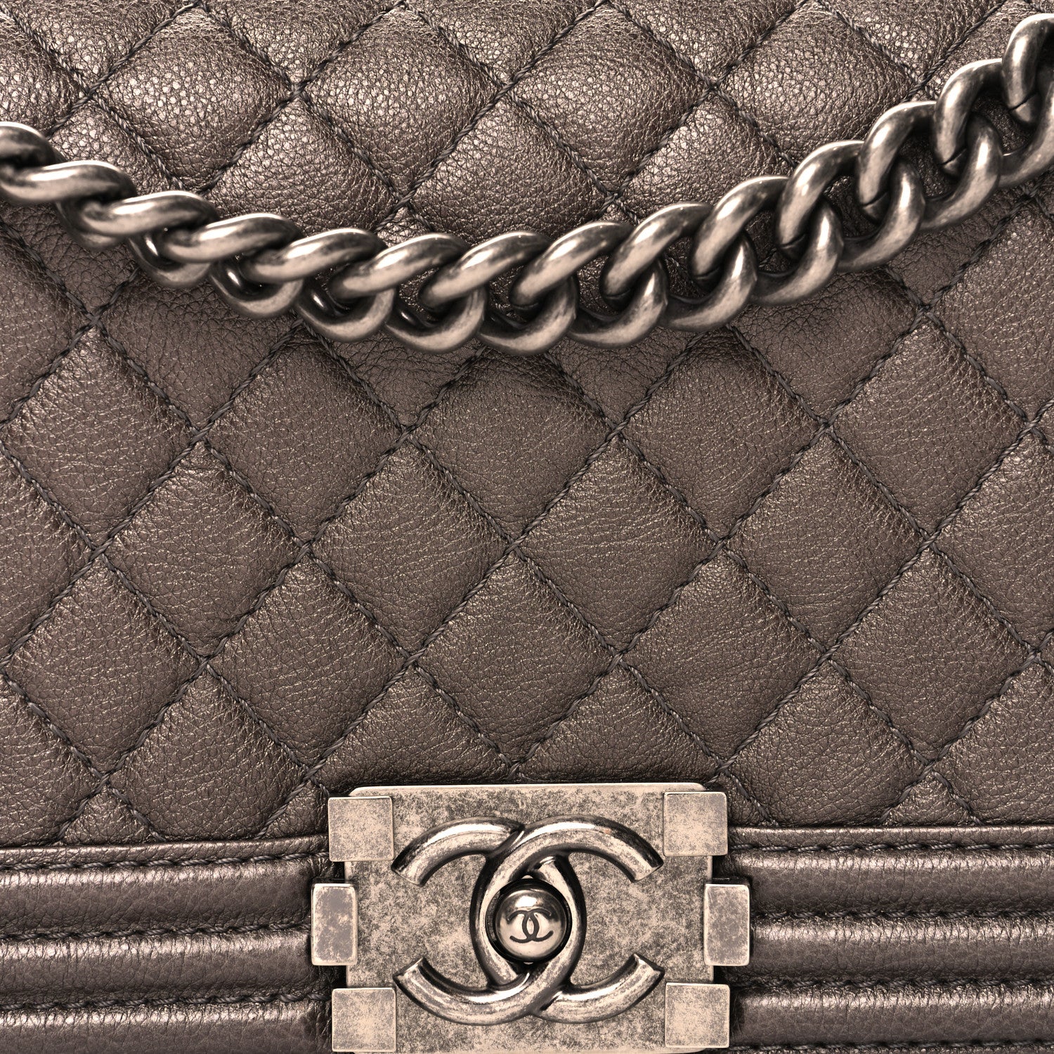 Chanel Metallic Calfskin Quilted Medium Boy Flap Dark Silver 8 of 11