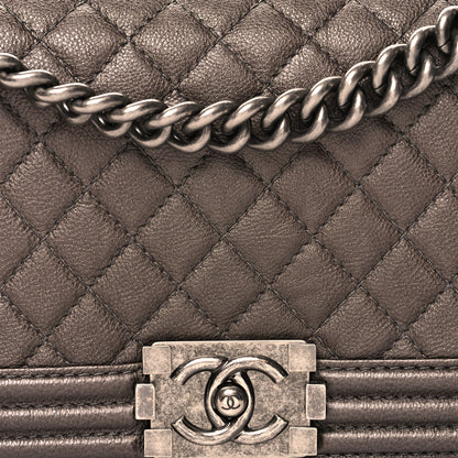 Chanel Metallic Calfskin Quilted Medium Boy Flap Dark Silver 8 of 11