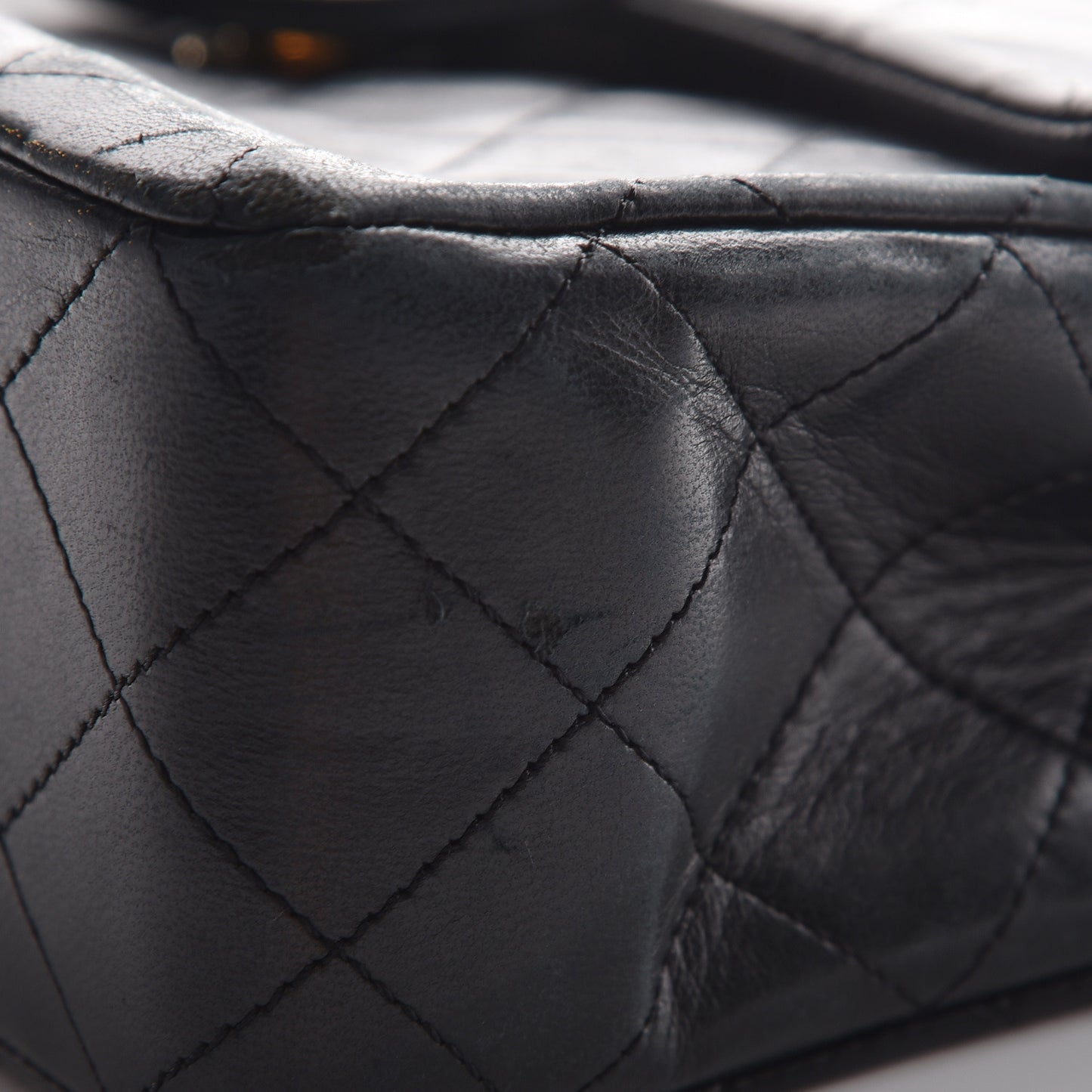 Lambskin Quilted Medium Double Flap Black