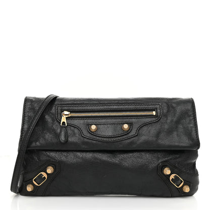 Balenciaga Agneau Giant 12 Gold Hardware Envelope Strap Clutch Black 3 of 10