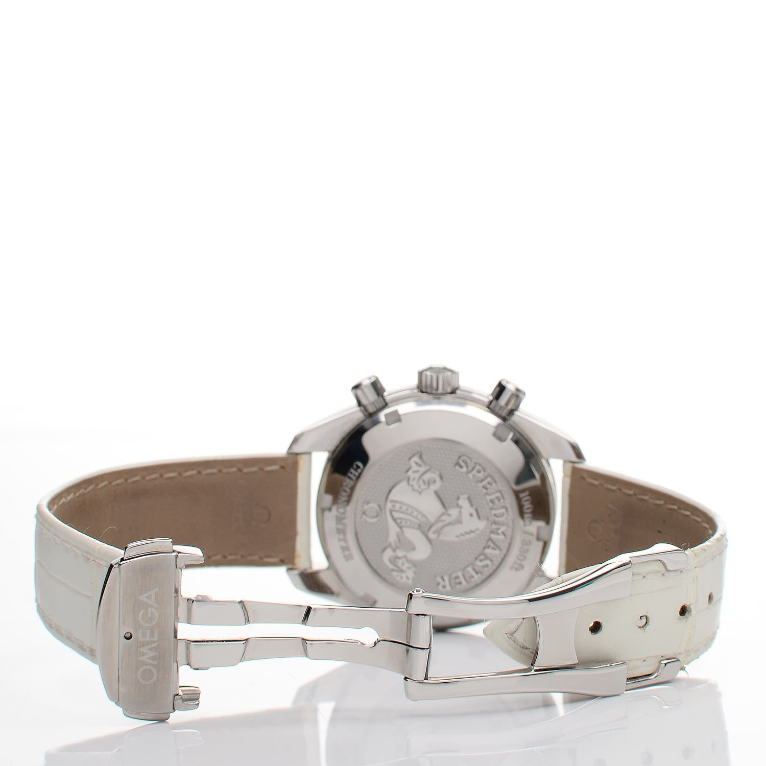 Omega Stainless Steel Alligator 38mm Speedmaster Automatic Chronograph Watch White 324.33.38.40.04.001 5 of 6