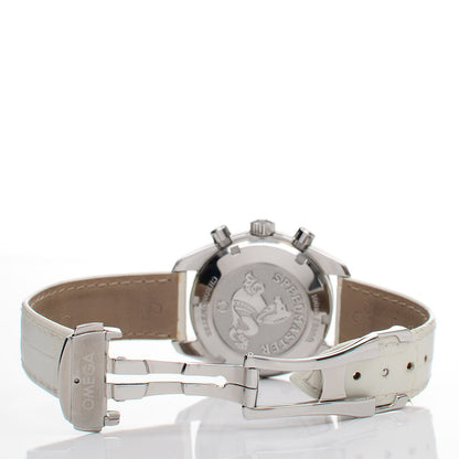 Omega Stainless Steel Alligator 38mm Speedmaster Automatic Chronograph Watch White 324.33.38.40.04.001 5 of 6