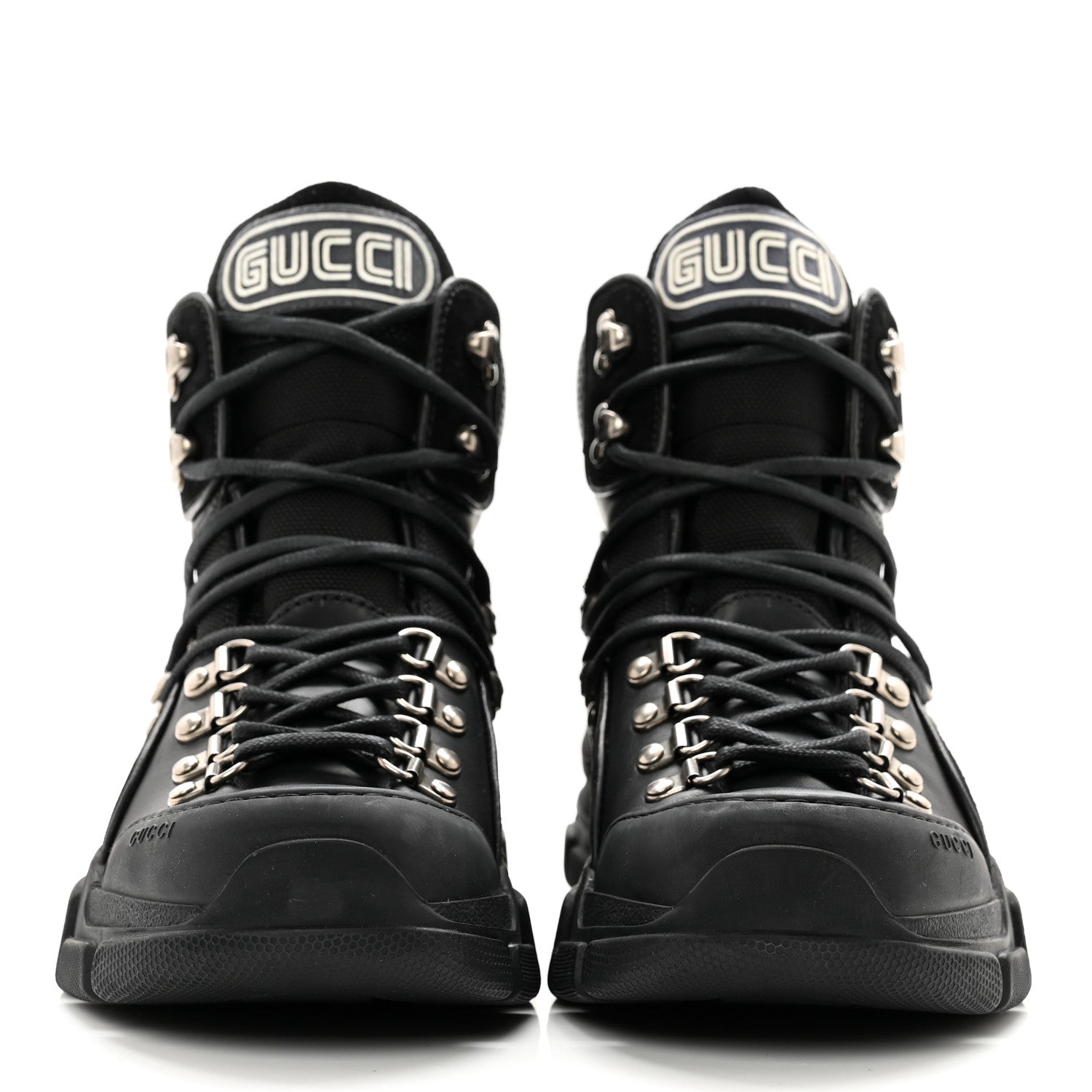 Gucci X SEGA Calfskin Suede Technical Canvas Womens Flashtrek High-Top Sneakers 39 Black 2 of 9