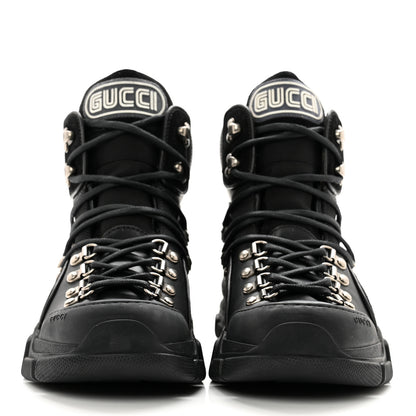 Gucci X SEGA Calfskin Suede Technical Canvas Womens Flashtrek High-Top Sneakers 39 Black 2 of 9