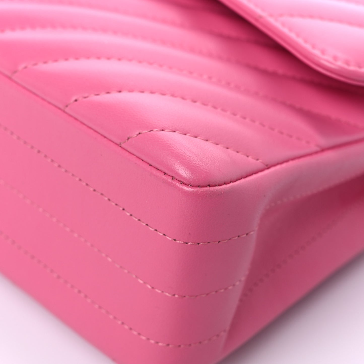 Lambskin Chevron Quilted Small Double Flap Pink