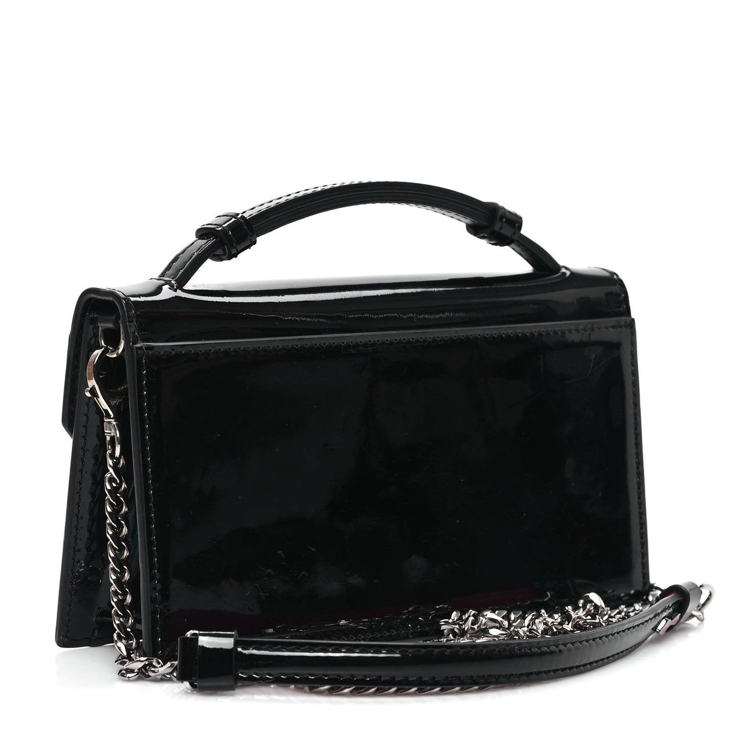 Patent Calfskin Small Elisa Baguette Black