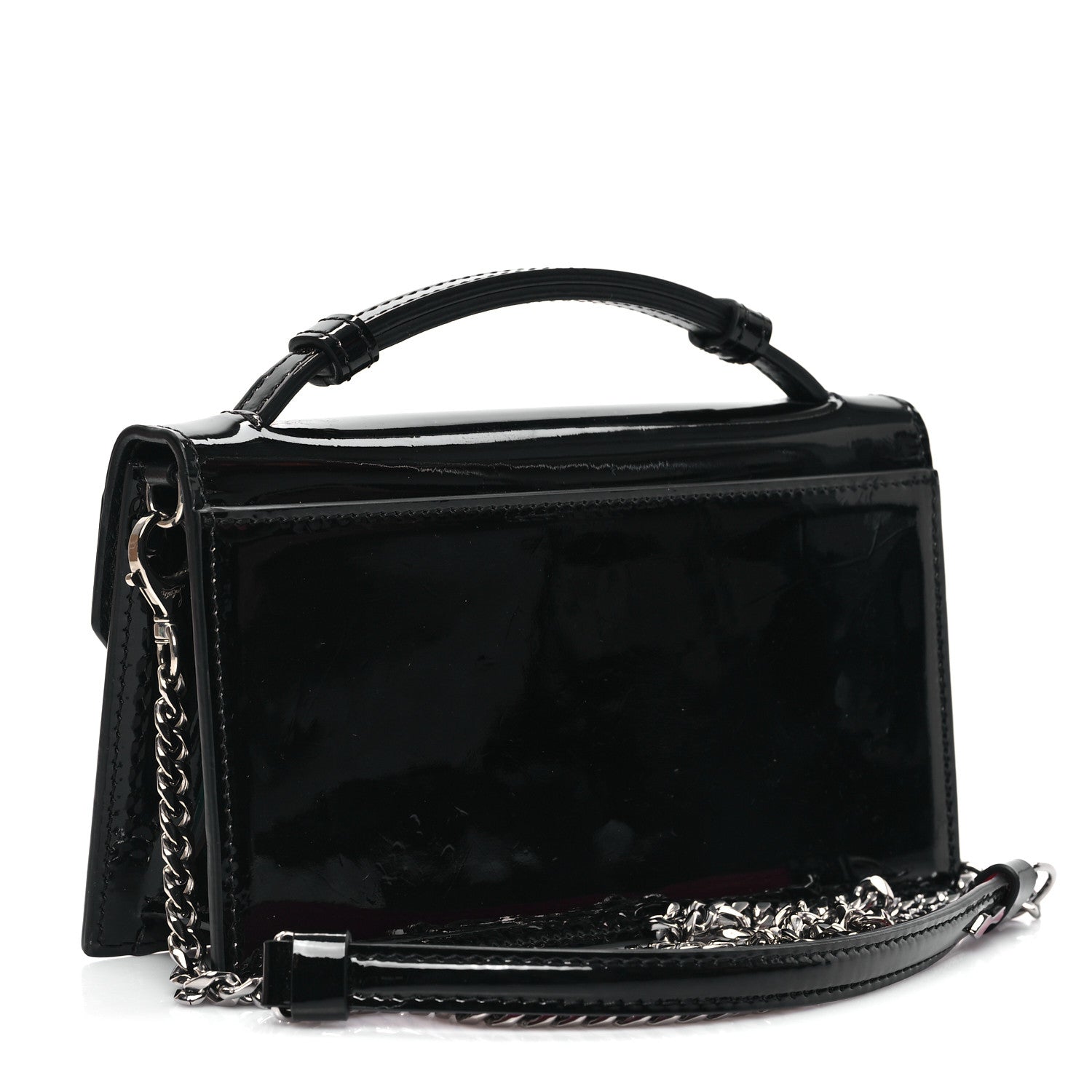 Christian Louboutin Patent Calfskin Small Elisa Baguette Black 3 of 12
