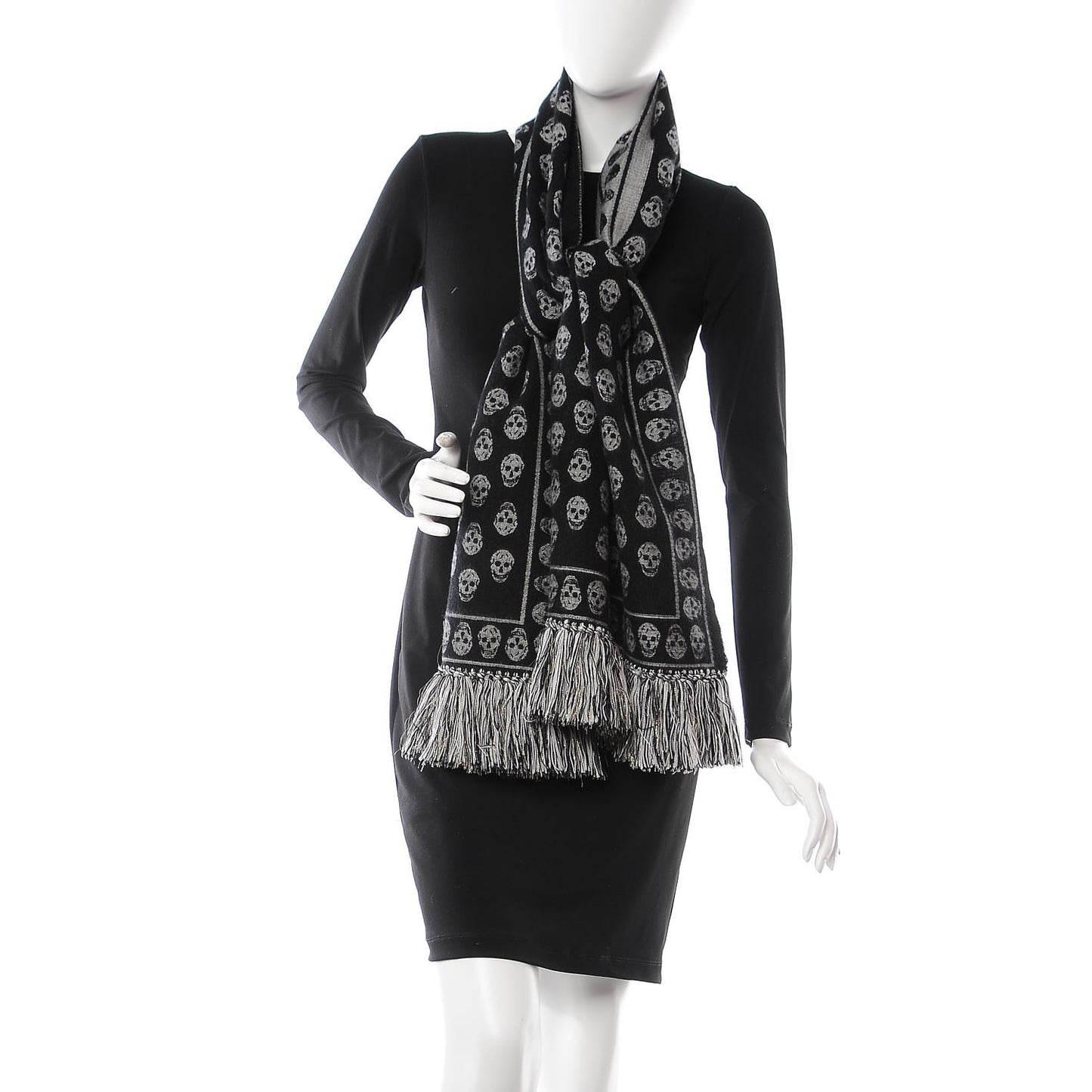 Wool Large Skull Scarf Black