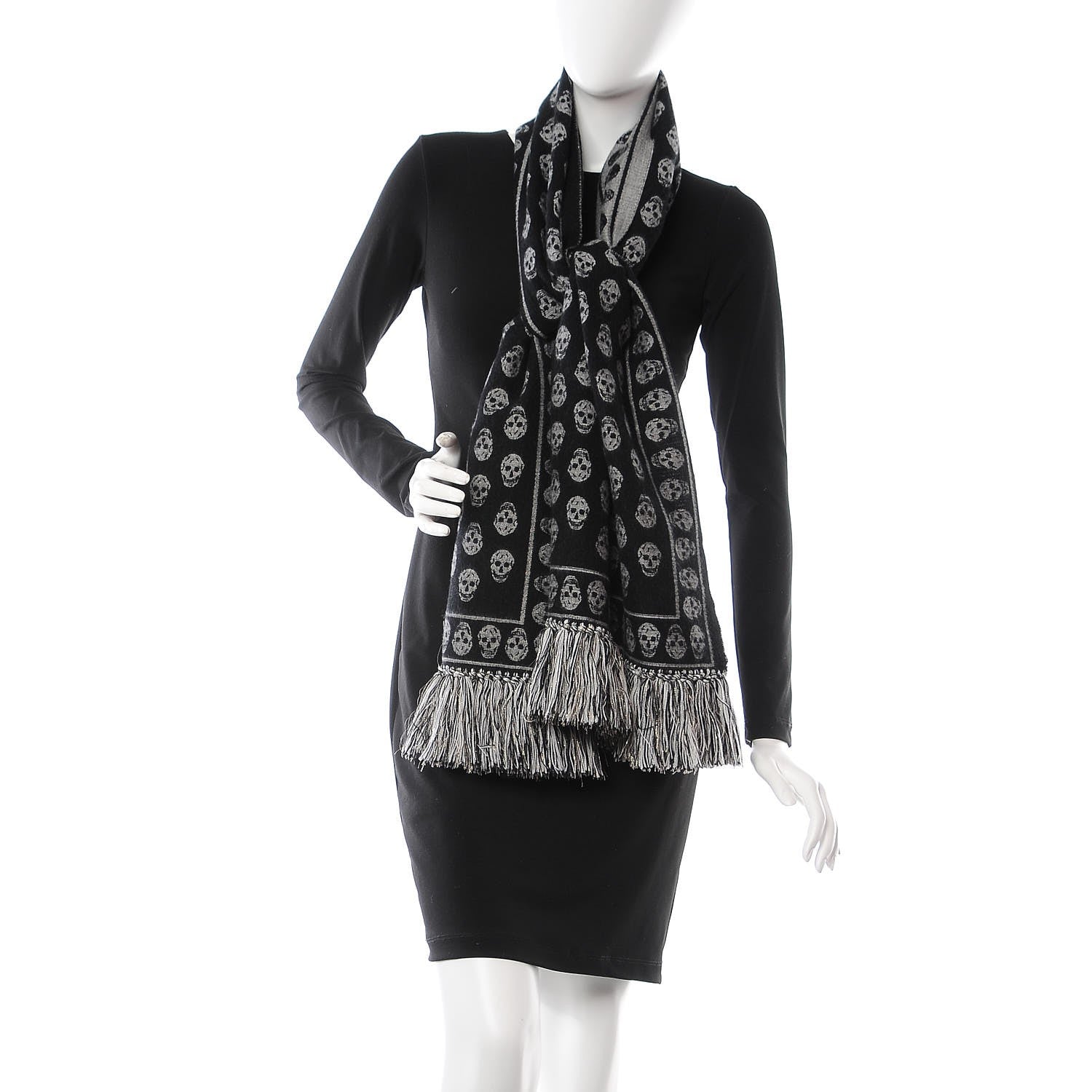 Alexander McQueen Wool Large Skull Scarf Black 2 of 4