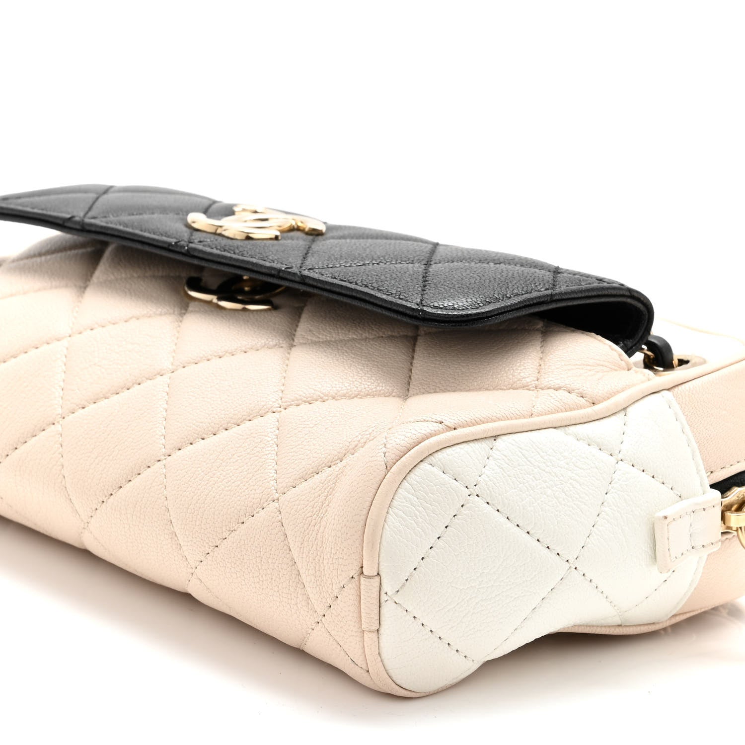 Chanel Goatskin Quilted Tri-Color Small In & Out Camera Case Black White Beige 11 of 12