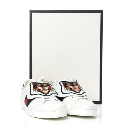 Gucci Calfskin Ayers Web Angry Cat Embroidered Mens Ace Sneakers 11.5 White 9 of 9