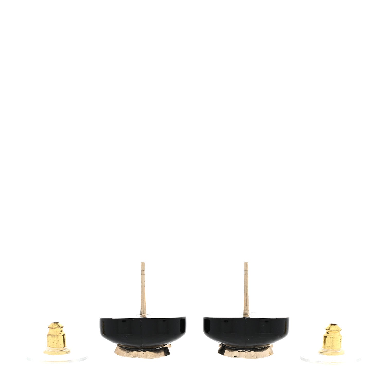 Chanel Resin Crystal CC Heart Earrings Black Gold 3 of 5