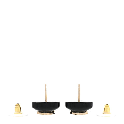 Chanel Resin Crystal CC Heart Earrings Black Gold 3 of 5