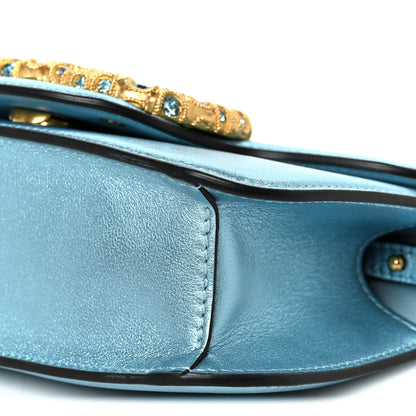Valentino Garavani Laminated Calfskin Crystal Vlogo Small Shoulder Bag Blue 8 of 8