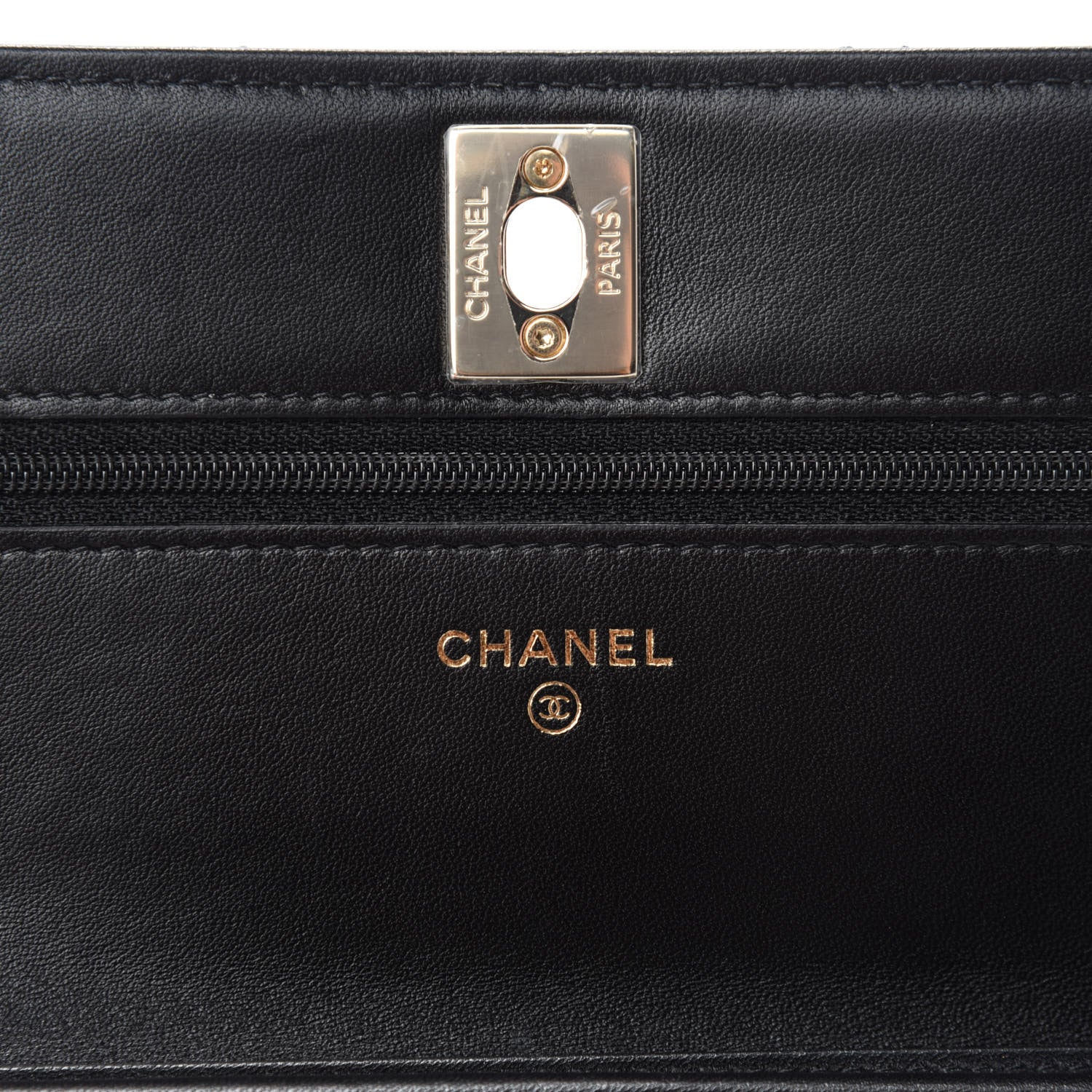 Chanel Patent Lambskin Quilted Wallet On Chain WOC Black 10 of 14