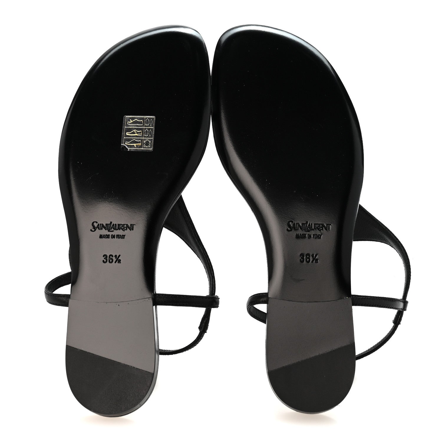 Saint Laurent Lambskin Monogram Cassandra Slingback Flat Sandals 36.5 Black 6 of 8