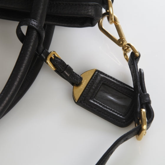 Tessuto Vitello Leather Tote Black