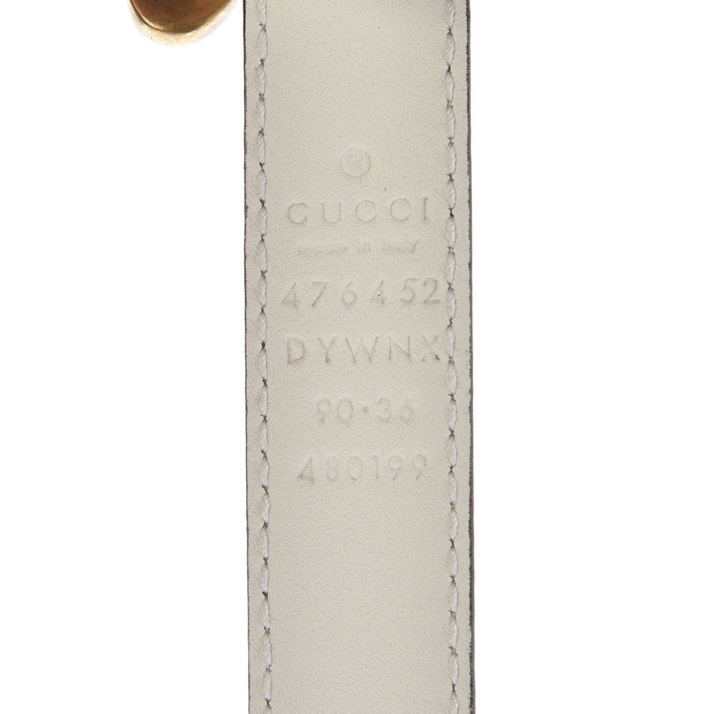 Calfskin Queen Margaret Bee Belt 90 36 White