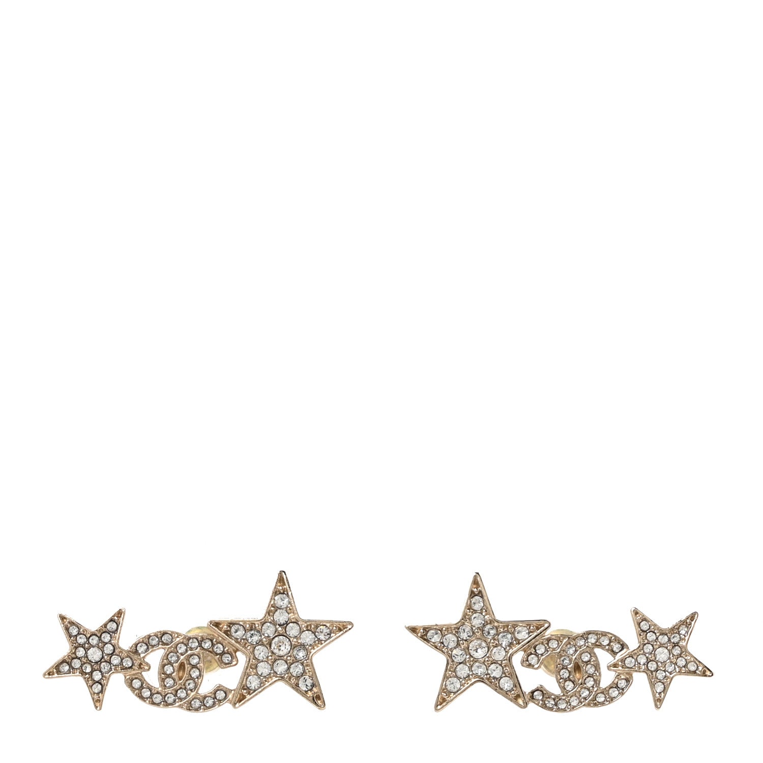 Chanel Crystal Star CC Earrings Gold 1 of 5