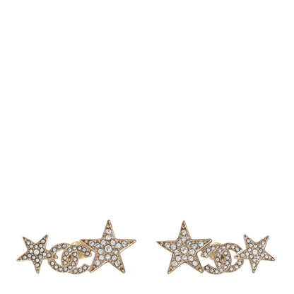 Chanel Crystal Star CC Earrings Gold 1 of 5