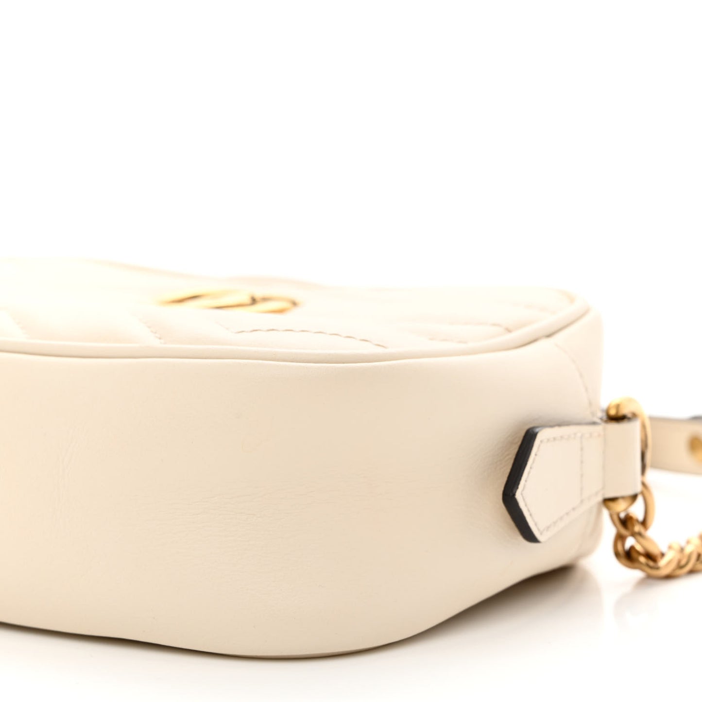 Calfskin Matelasse Mini GG Marmont Chain Shoulder Bag White
