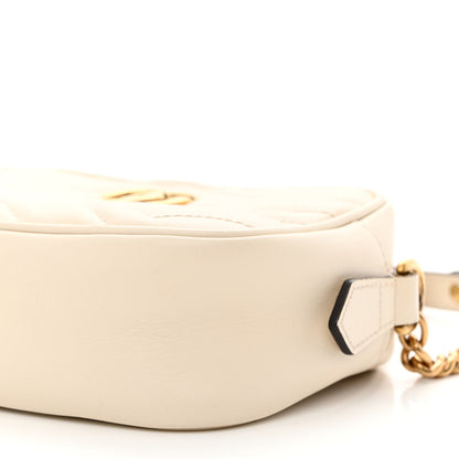 Gucci Calfskin Matelasse Mini GG Marmont Chain Shoulder Bag White 10 of 11