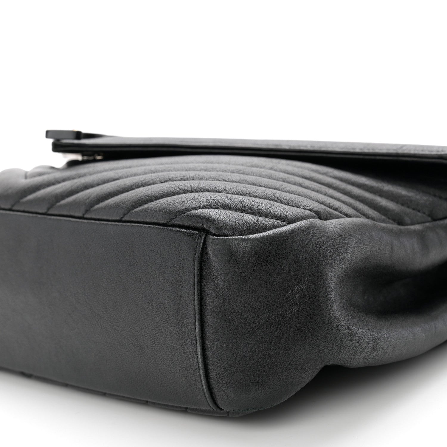 Saint Laurent Sheepskin Matelasse Chevron Monogram Monochrome Large College Satchel Black 10 of 11
