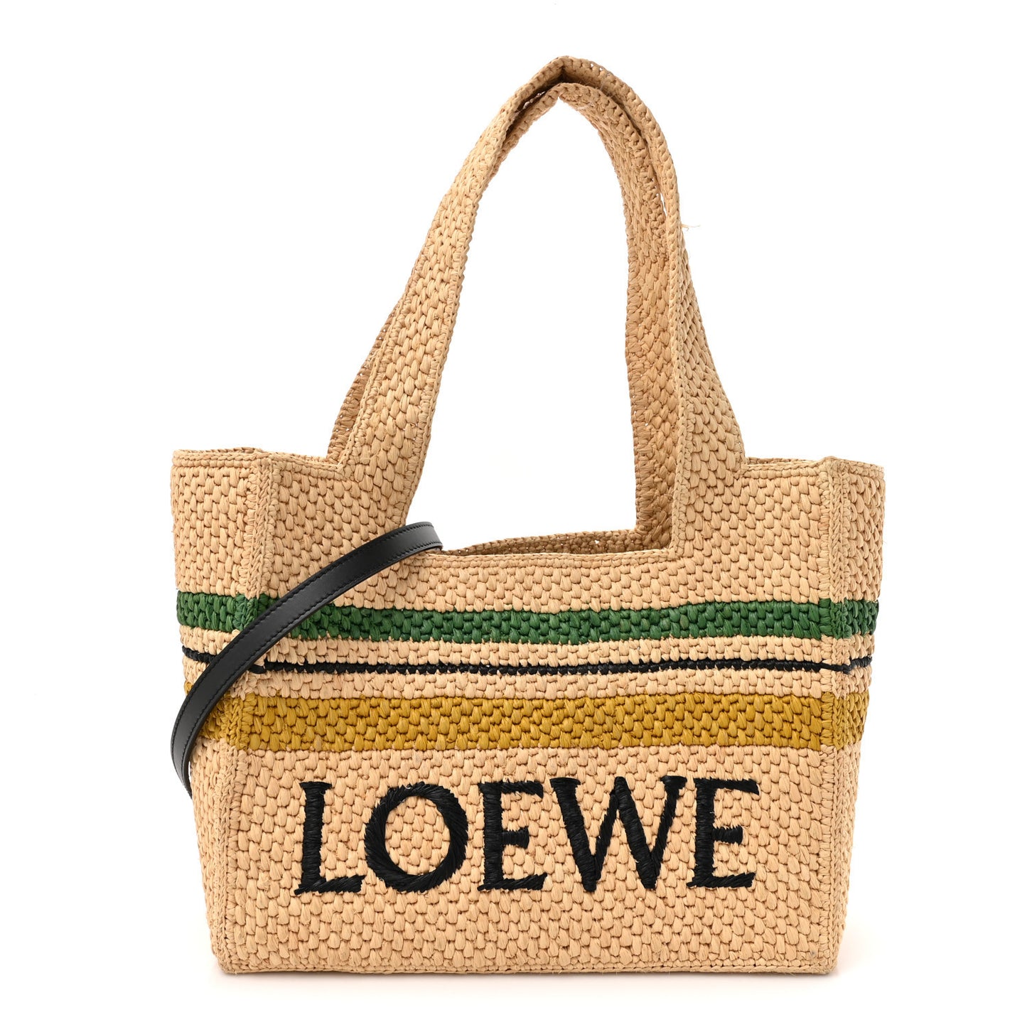 Raffia Small Paula's Ibiza Logo Tote Beige Multicolor