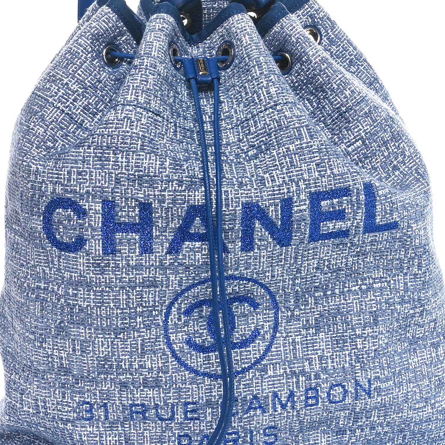 Chanel Canvas Large Deauville Backpack Blue 8 of 10