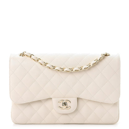 Chanel Caviar Quilted Jumbo Double Flap White 1 of 14