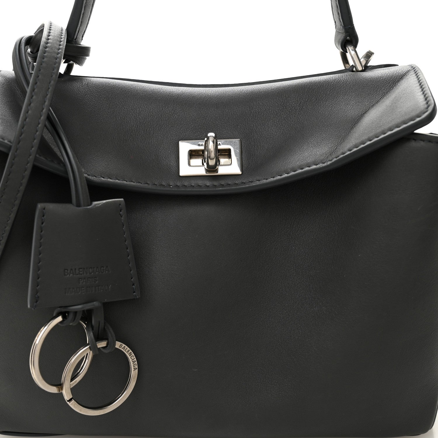 Balenciaga Natural Smooth Calfskin Mini Rodeo Top Handle Handbag Grey 8 of 11