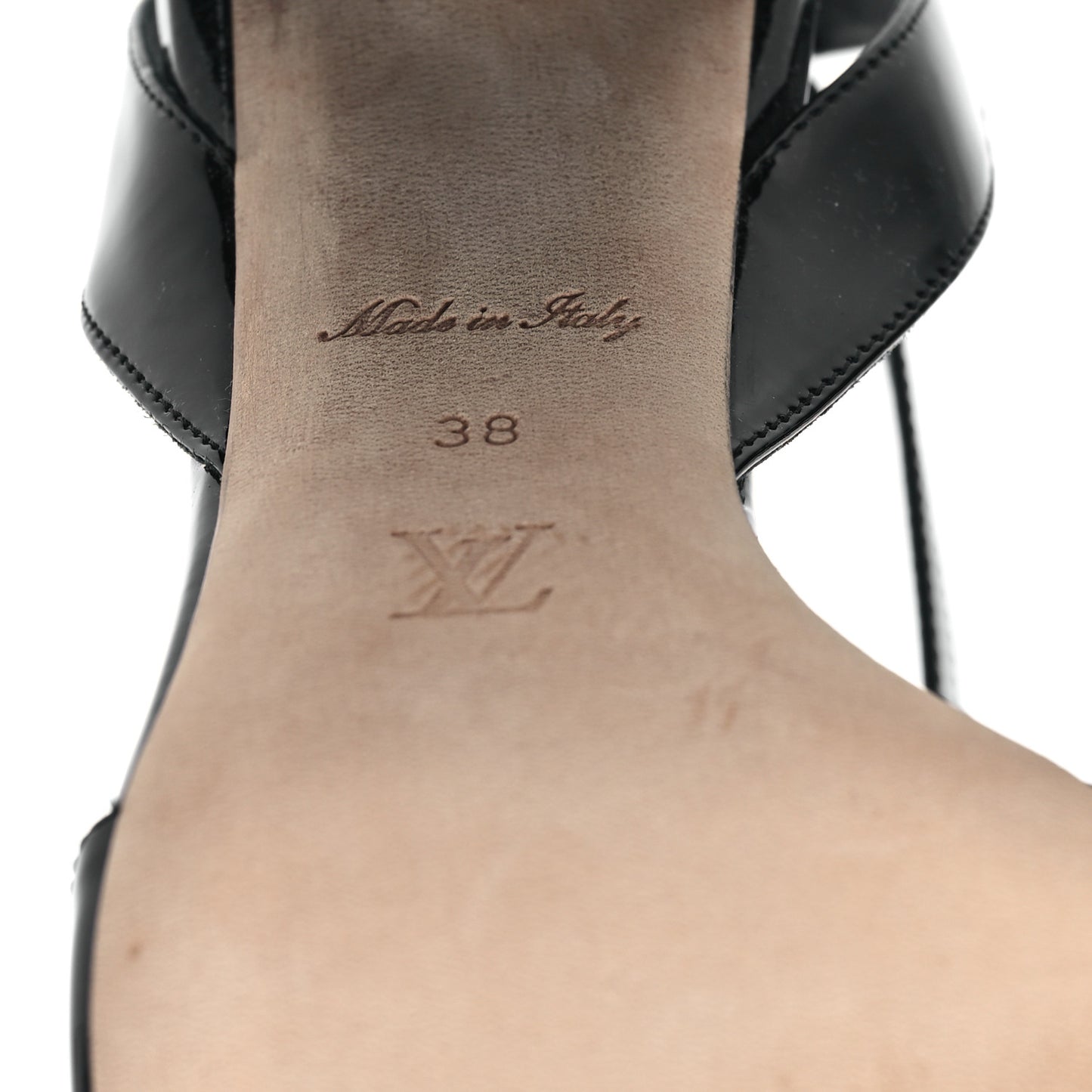 Patent Calfskin Shake Sandals 38 Black